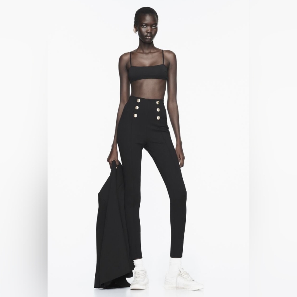 Zara Women's Elegant Black High Waist Skinny Pants. Size M